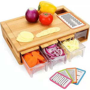 Bamboo Multi-Functional Vegetable Cutting Board With Storage Box