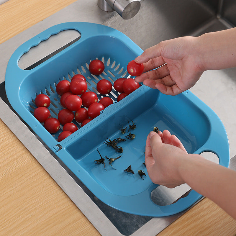 Folding Fruit And Vegetable Drain Basket With Handle For Sink Storage
