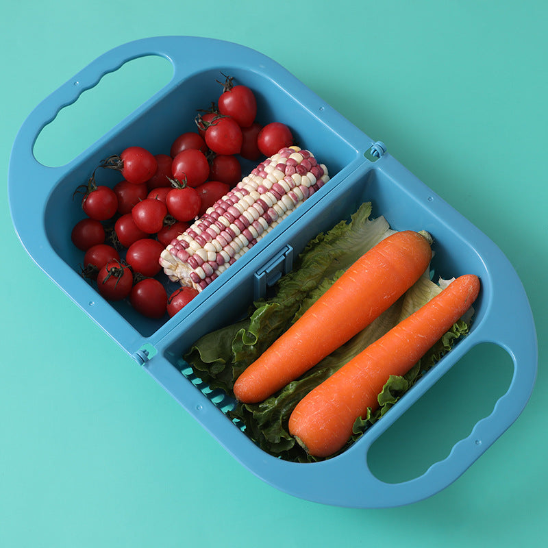 Folding Fruit And Vegetable Drain Basket With Handle For Sink Storage