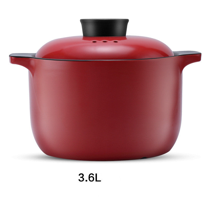 China Red Ceramic Multi Purpose Stock Pot High Temperature Resistant