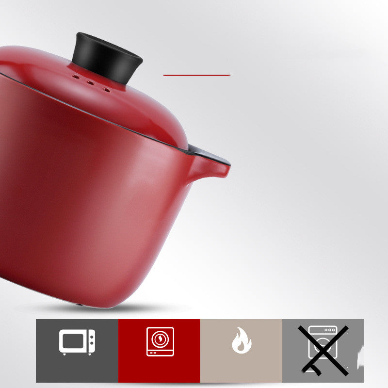 China Red Ceramic Multi Purpose Stock Pot High Temperature Resistant