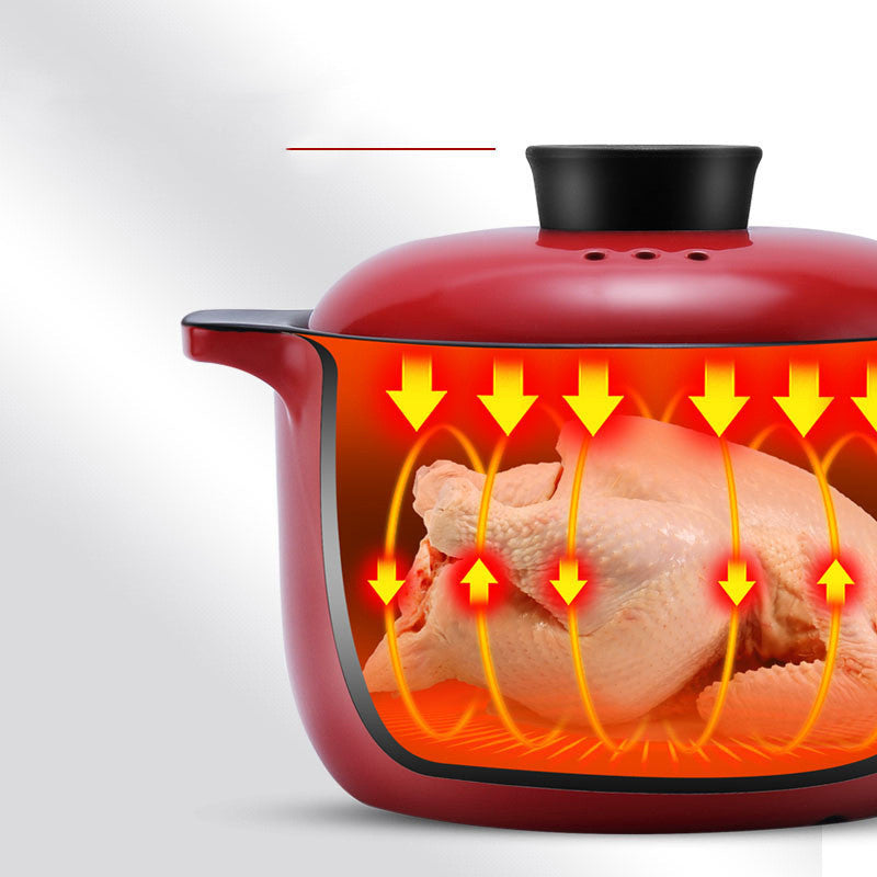 China Red Ceramic Multi Purpose Stock Pot High Temperature Resistant