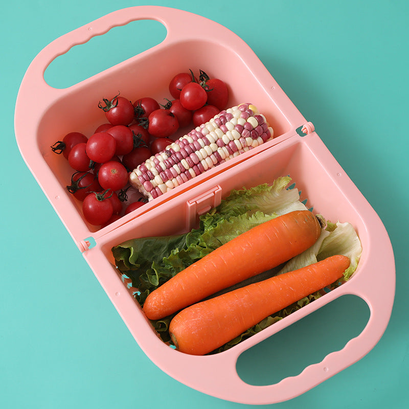 Folding Fruit And Vegetable Drain Basket With Handle For Sink Storage
