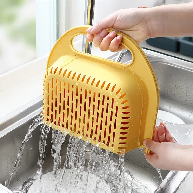 Folding Fruit And Vegetable Drain Basket With Handle For Sink Storage