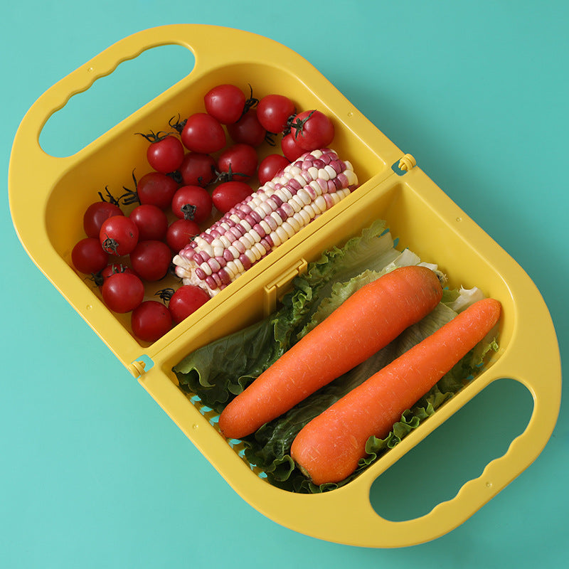 Folding Fruit And Vegetable Drain Basket With Handle For Sink Storage