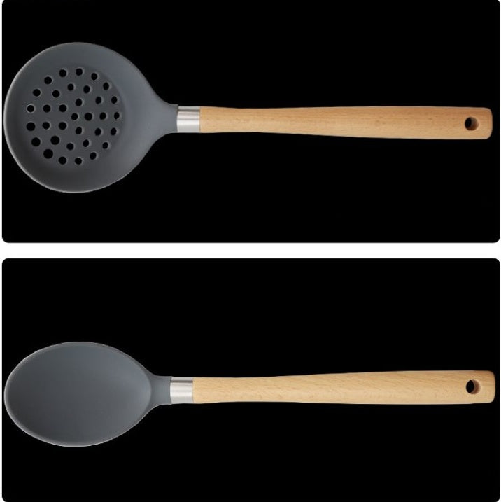 Wooden Handle Silicone Kitchen Utensil Set