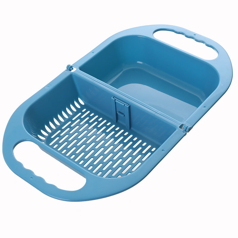 Folding Fruit And Vegetable Drain Basket With Handle For Sink Storage