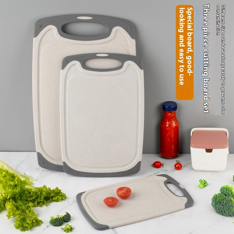 Three-Piece Double-Sided Wheat Straw Cutting Board Set