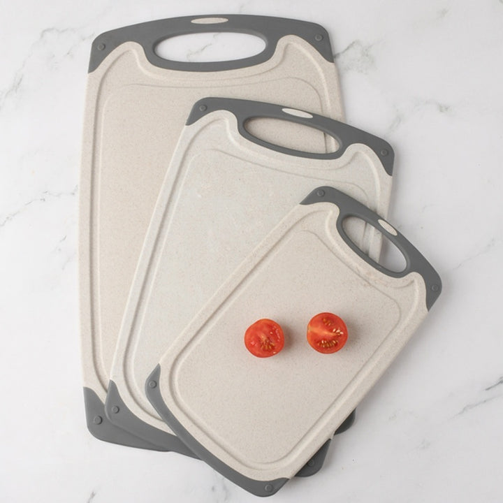Three-Piece Double-Sided Wheat Straw Cutting Board Set