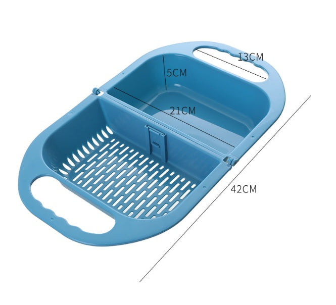 Folding Fruit And Vegetable Drain Basket With Handle For Sink Storage
