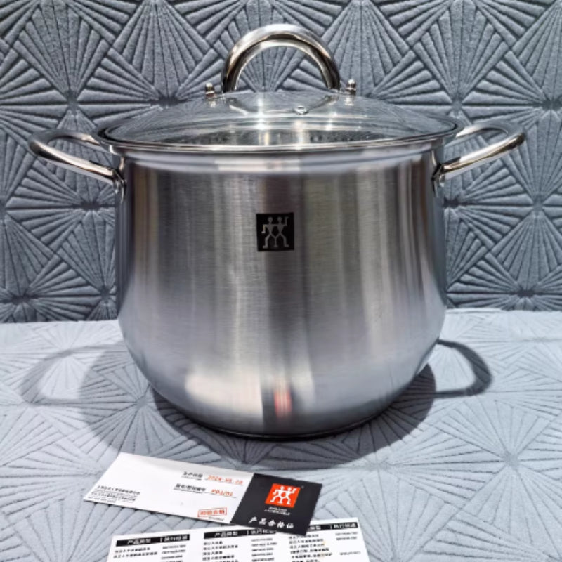 304 Stainless Steel Thickened Large Capacity Stock Pot With Double Handles