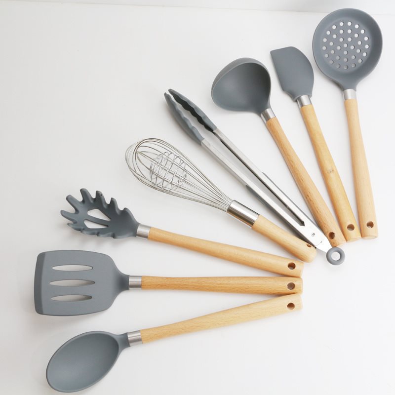 Wooden Handle Silicone Kitchen Utensil Set