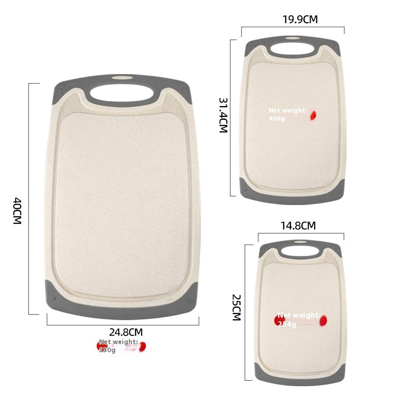 Three-Piece Double-Sided Wheat Straw Cutting Board Set