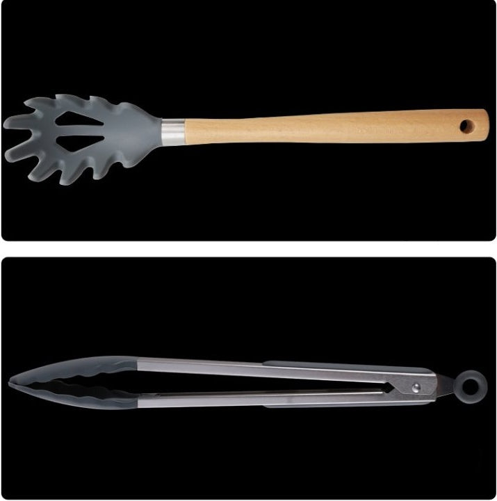 Wooden Handle Silicone Kitchen Utensil Set