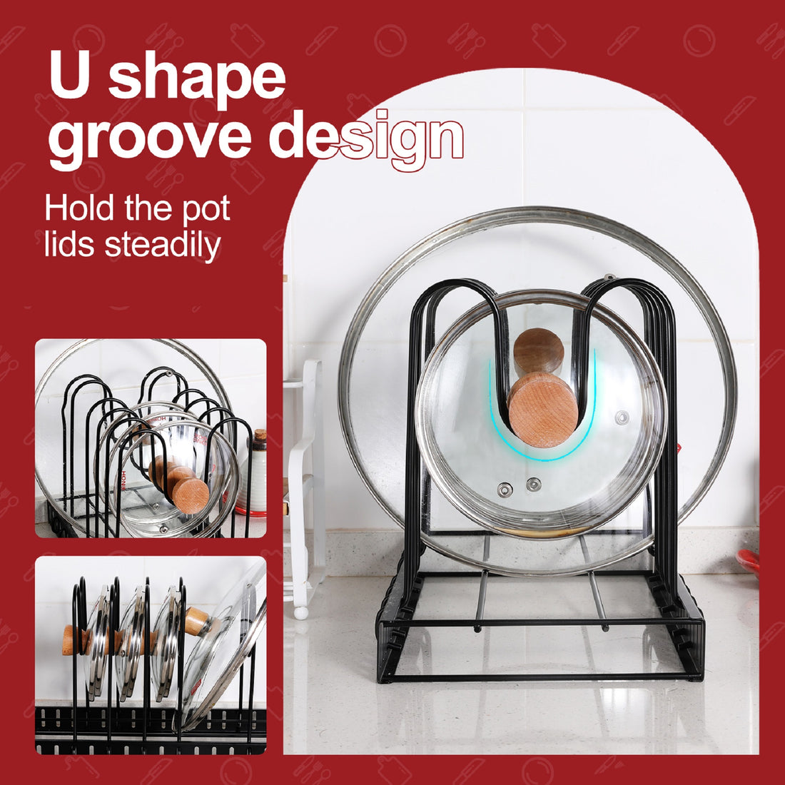 Adjustable Kitchen Pot Rack Storage Organizer Space Saving Rack