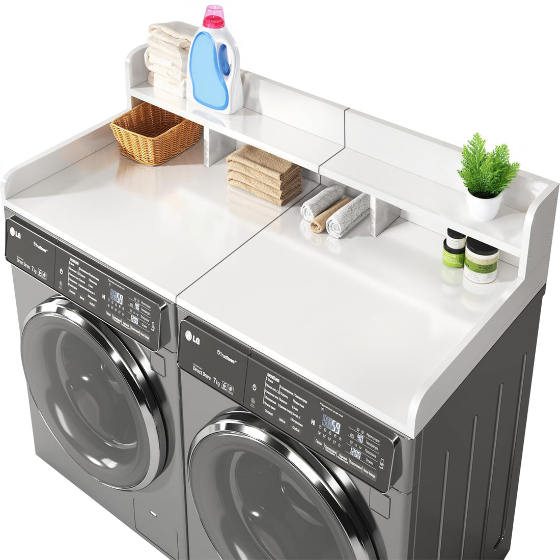 Washer Dryer Countertop Organizer Double Layer Shelf With Non Slip Pads